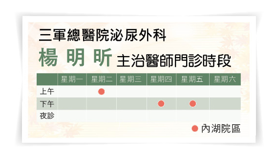 三軍醫訊NO260楊明昕醫師門診時段